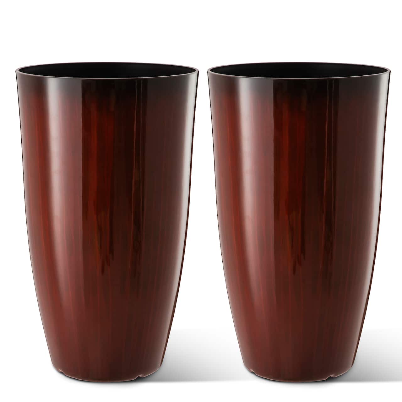 Glitzhome® Oversized Gradient Faux Ceramic Tall Plastic Planters, 2ct.